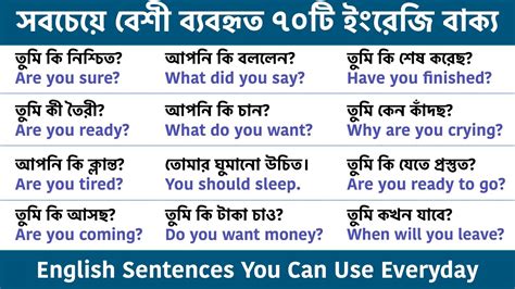 Daily Use English Sentences With Bengali Meaning Most Common