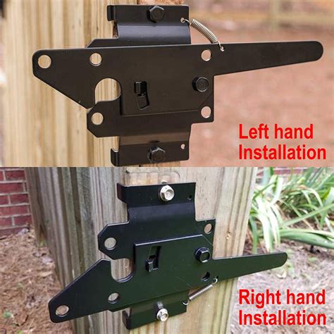 Fence Post Mount Steel Gate Latch Kit Self Closing Screws Hardware