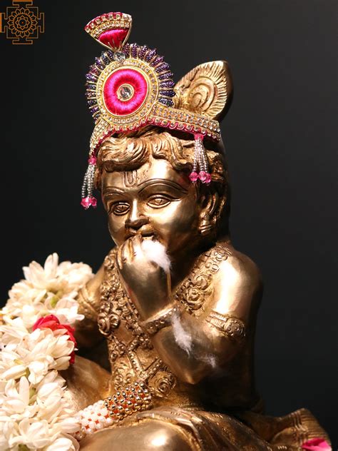 Baby Krishna The Butter Thief Brass Statue Exotic India Art