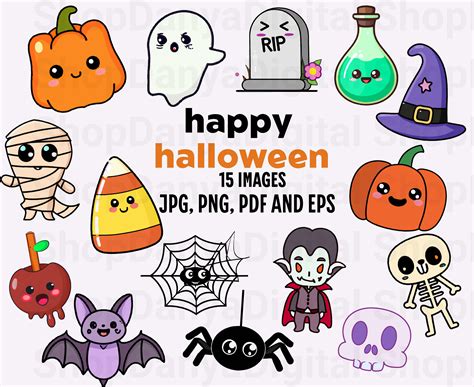 Cute Halloween Clipart Kawaii Halloween PNG Download Halloween - Etsy