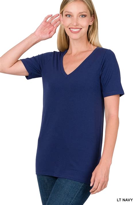 Zenana Women Plus Relaxed Fit V Neck Short Sleeve Basic Jersey T