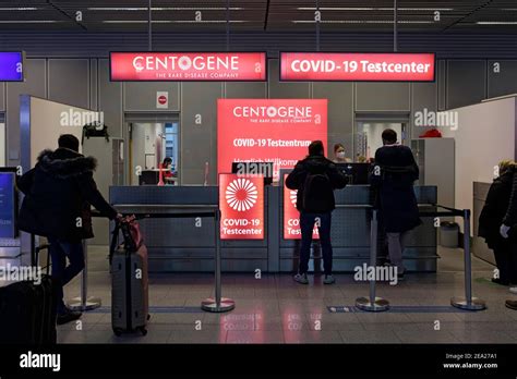 Corona test, Centogene Covid-19 test centre in the departure lounge at ...