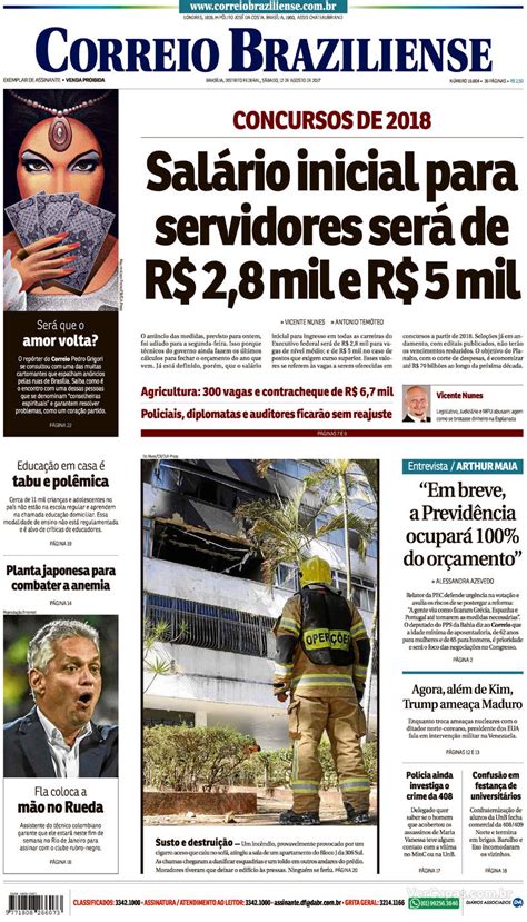 Capa Correio Braziliense Edi O S Bado De Agosto De