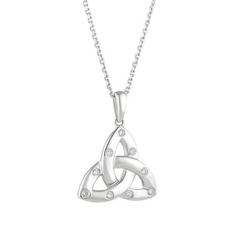 14K Gold Diamond Trinity Knot Necklace CladdaghRings