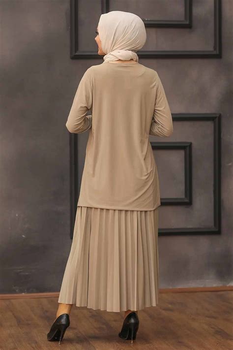 Neva Style Costume Double Hijab Beige Bej Tesetturisland