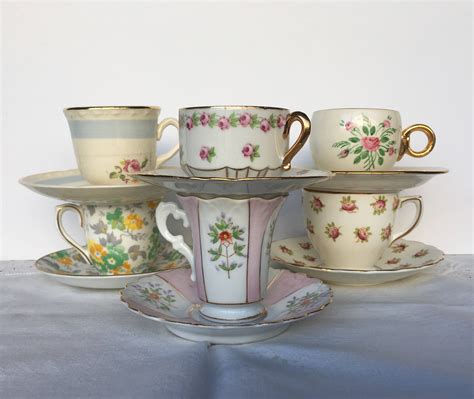 Set Of 6 Vintage Demitasse Cups And Saucers Garden Party Etsy