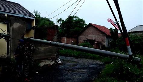 Diterjang Angin Kencang Pohon Dan Tiang Listrik Tumbang Timpa Rumah Warga