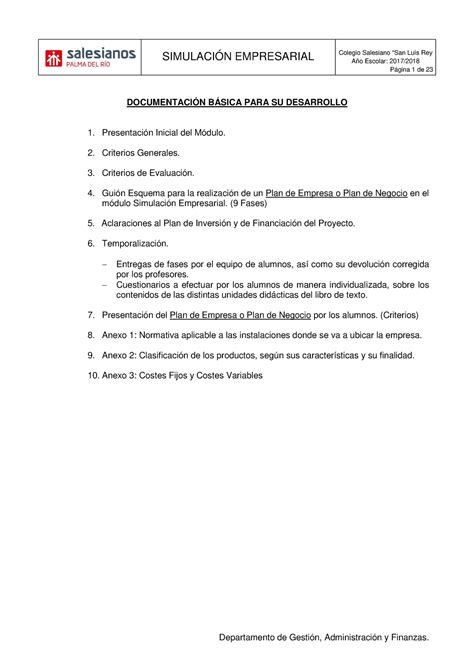 Simulación Empresarial 2º A y F 17 18 SIMULACIÓN EMPRESARIAL Año