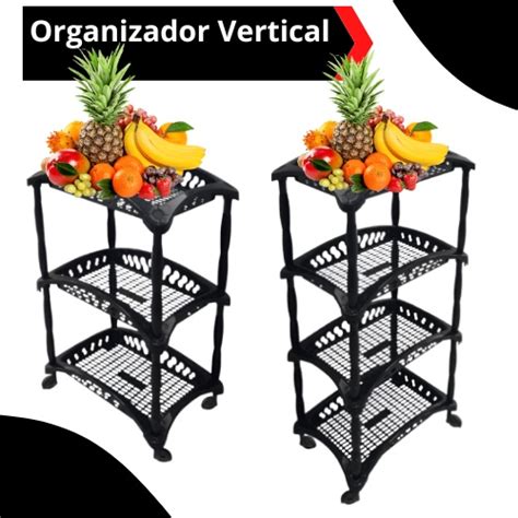 Organizador Vertical Fruteira Preto Cozinha Ou Andares Casa