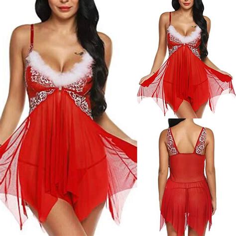 Buy Women Christmas Sexy Lingerie Set Floral Transparent Sleepdress At