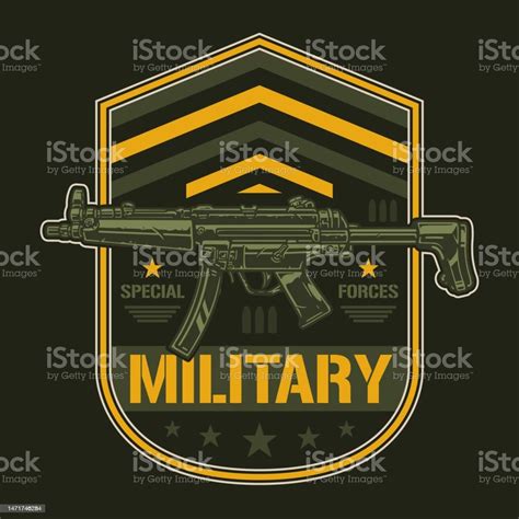 Military Forces Label Vintage Colorful Stock Illustration Download