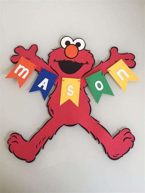 Banner personalizado nombre Elmo por CraftyCathy83 en Etsy | Cumpleaños ...