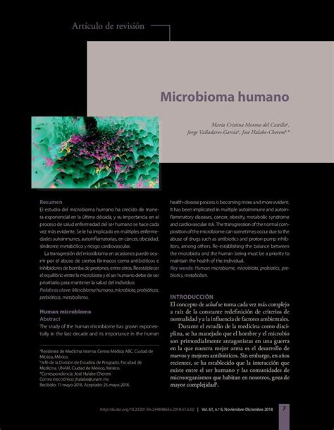 Pdf Microbioma Humano El Equilibrio Entre La Microbiota Y El Ser