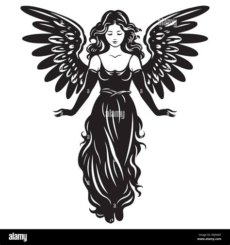 black and white drawing angel Stock Vector Image & Art - Alamy