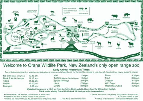 Orana Wildlife Park Map - McLeans Island Road Christchurch New Zealand ...