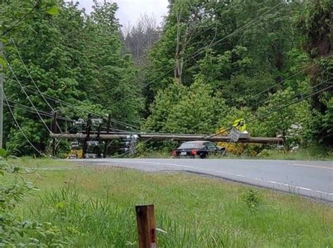 Accident Downed Power Lines Closes Highway West Of Port Alberni