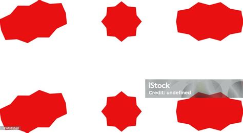 Starburst Red Sticker Set Collection Of Special Offer Sale Oval And Round Shaped Sunburst Labels