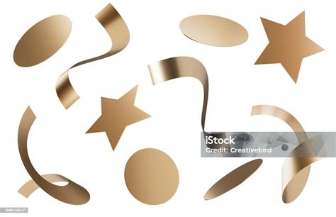 Golden Glitter Confetti Isolated On White Background Shiny Particles