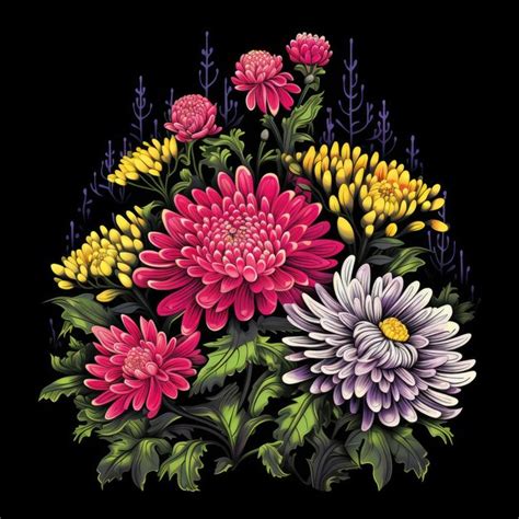 Premium Ai Image Flower Set Floral Botanic Scrapbook Tshirt Design