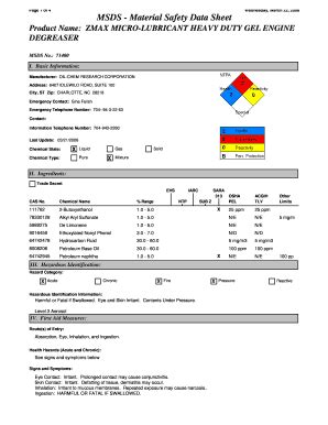 Fillable Online Page 1 Of 4 Wednesday March 22 2006 MSDS Material