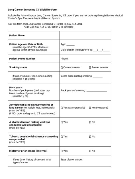 Lung Cancer Screening Ct Eligibility Doc Template Pdffiller