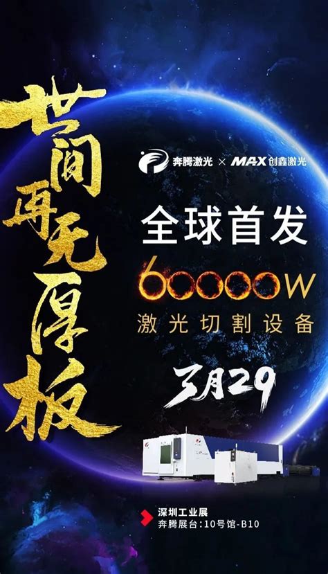 奔腾激光联合创鑫激光 6万瓦激光切割设备全球首发