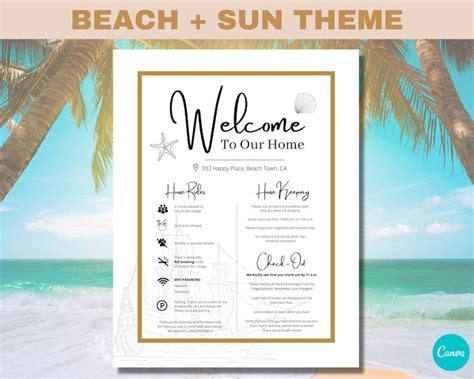 Beach House Welcome Sign Tropical Rental Welcome Book Airbnb Etsy In