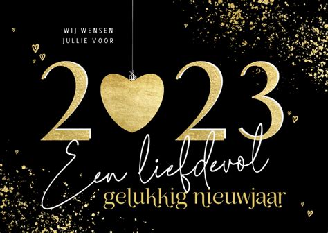 Nieuwjaarskaart Gouden Met Hart Liefdevol Kaartje Go