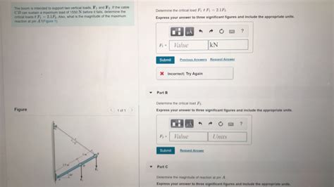 Solved The Boom Is Intended To Support Two Vertical Loads F Chegg