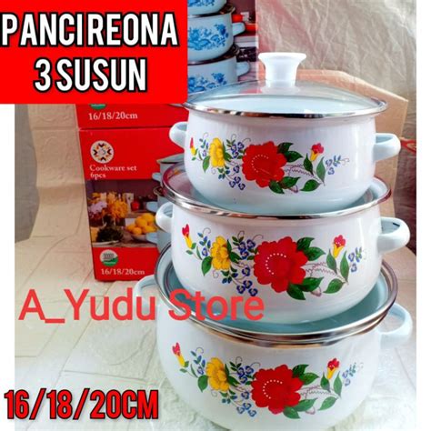 Jual Panci Set Reona Tutup Kaca 3 Susun Shopee Indonesia