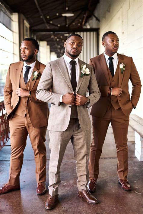 Shades Of Brown Groomsmen Suits Brown Suit Wedding Brown Groomsmen