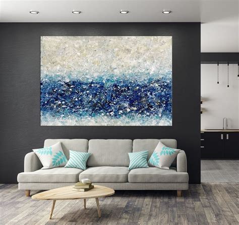 Blue Abstract Painting On Canvas Large Abstract Modern Art Etsy