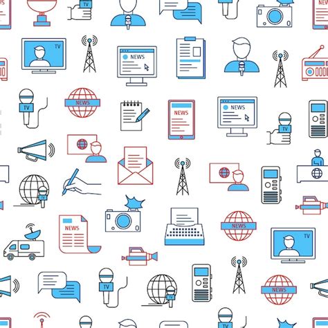 Premium Vector Mass Media And Journalism Seamless Pattern Background