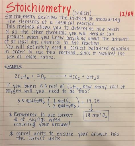 Stoichiometry Notes From Chemistry Class R Handwriting