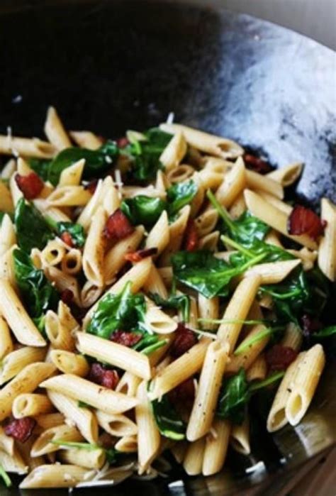 Spinach Bacon Penne Pasta Recipe Pasta Recipes Savory Sweet Life