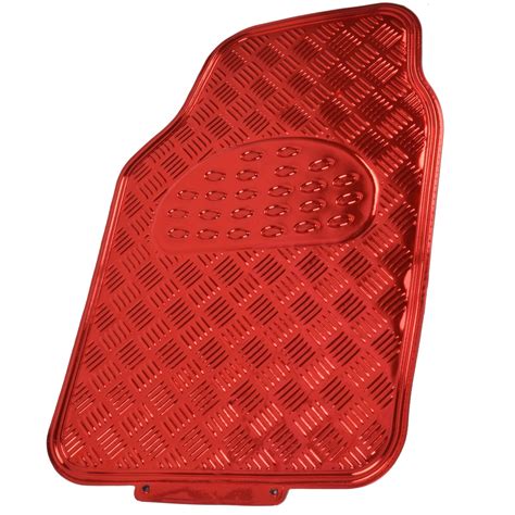 Red Metallic Rubber Floor Mats Set 4pc Car Interior Set Hd Auto Accessories Ebay