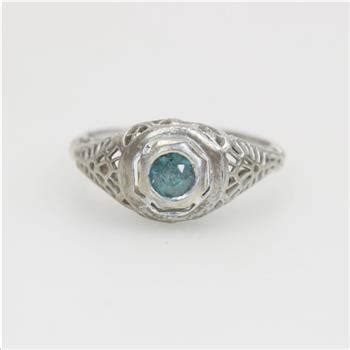 18kt White Gold Green Stone Ring Property Room