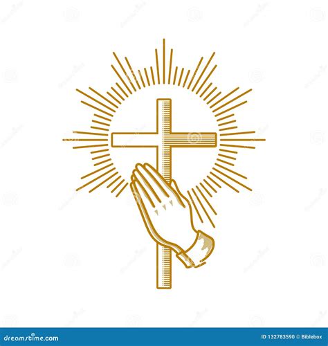 Logo D Glise Symboles Chr Tiens Mains Et Croix De Pri Re De Jesus