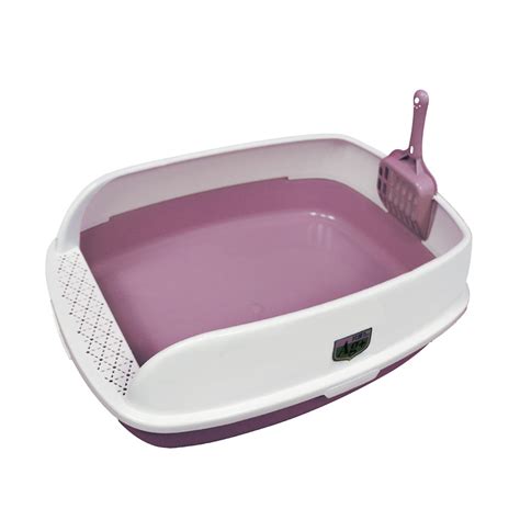 High Sided Cat Litter Box Semi Enclosed With Scoop Anti Splashing Cat