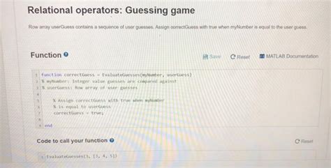 Solved Relational Operators Guessing Game Row Array Chegg