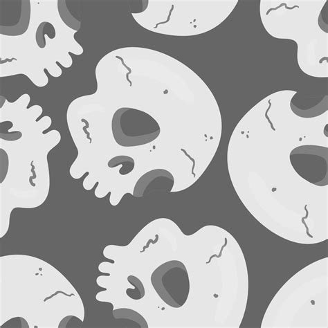 Creepy And Cute Skull Bones Vector Seamless Pattern Halloween Vector