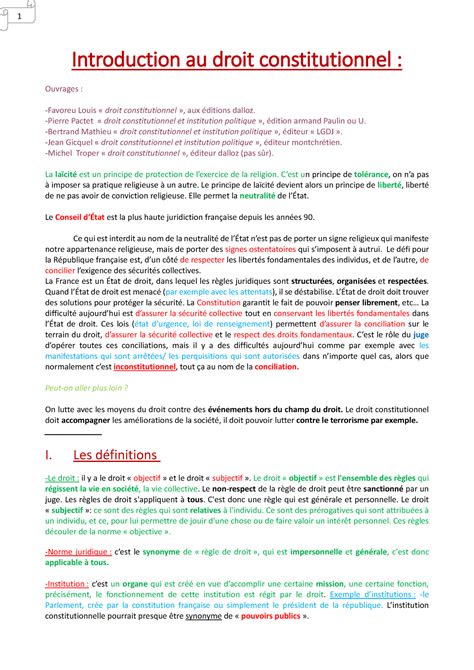 Cours Complet De Droit Constitutionnel Introduction Au Droit