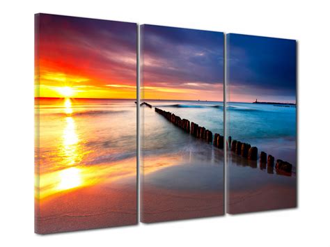 Tableau Triptyque Coucher De Soleil Sur La Plage Vente De Tableau Declina