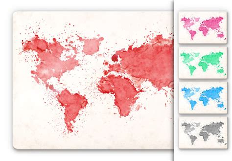 Tableau En Verre Carte Du Monde Aquarelle Wall Art Fr