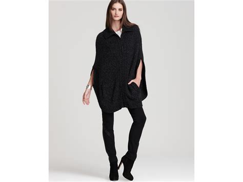 Lyst Dkny Knit Poncho With Front Zipper In Gray