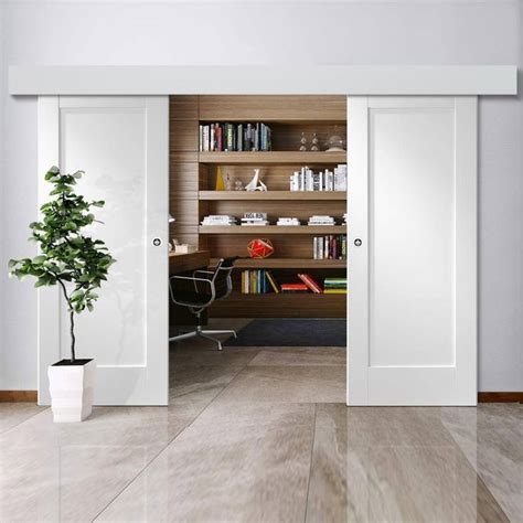 Double Sliding Door & Wall Track - Pattern 10 Style 1 Panel Doors ...