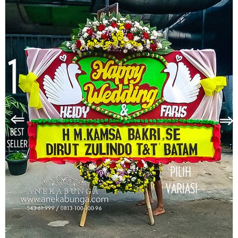 Jual Bunga Papan Ucapan Stick Werk Flower Board Happy Pernikahan