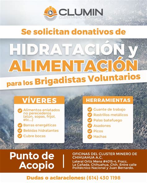 Invita CLUMIN a donar víveres y herramientas para brigadistas Al Contacto