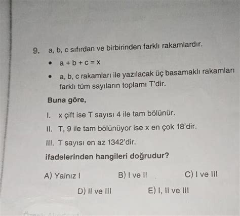 9 A B C Sıfırdan Ve Birbirinden Farklı Rak Lise Matematik