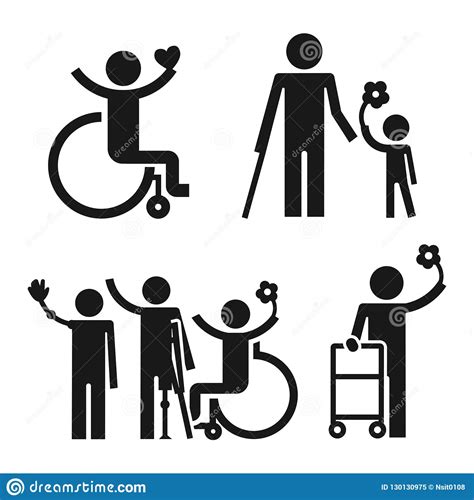 Day Persons Disabilities Icon Set Simple Style Stock Vector